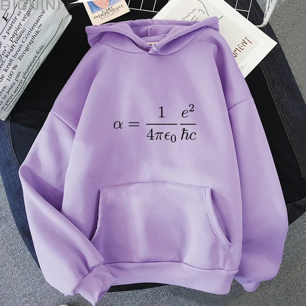 Physics Maths Quantum Equations Universe Lagrangian Letter Print Hoodie Women Men Vintage Winter Autumn Loose Hooded Long Sleeve