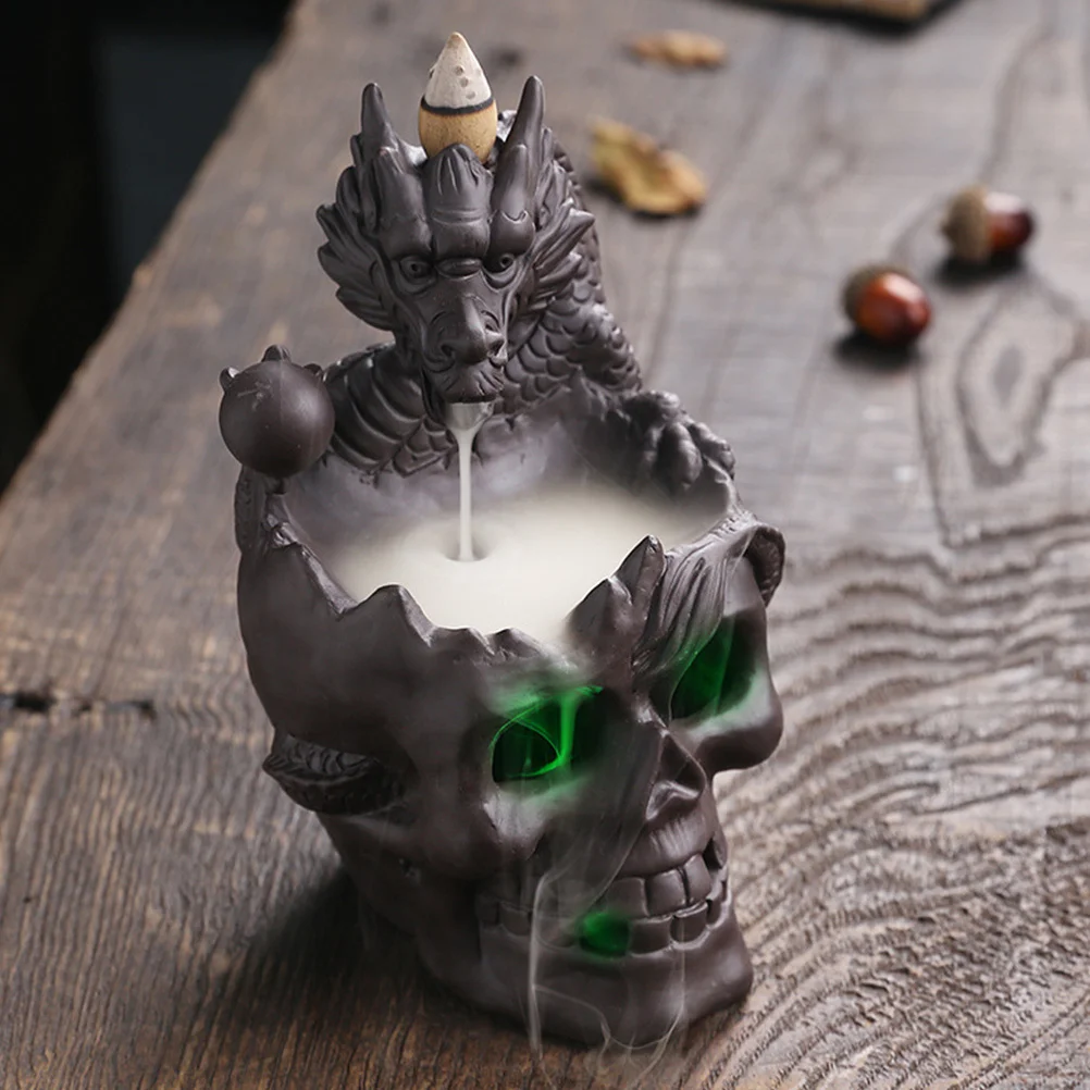

Skull Incense Burner Waterfall Backflow LED Aromatherapy Diffuser Smoke Fountain Stress Relief Meditation Skull Incense Burner