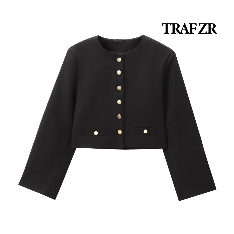 

TRAF ZR Jackets Woman 2024 O-neck Short New in Vintage Top Femme Chic Lady Comfortable Women's Luxury Casual Cozy Jackets