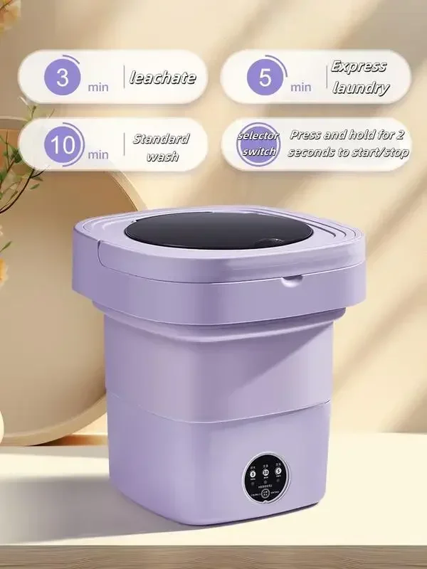 เครื่องซักผ้าพับแบบพกพาขนาด 11 ลิตร, พับได้ความจุขนาดใหญ่สีม่วง, เครื่องซักผ้าขนาดเล็ก, เสื้อผ้าเด็กและเสื้อผ้าขนาดเล็ก