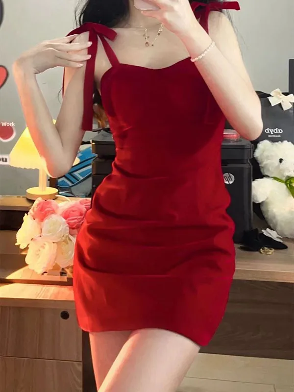 Red Sexy Belted Wra… - image