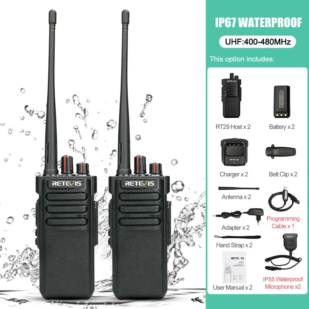 Retevis RT29 Walkie Talkie Lange Afstand Krachtig IP67 Waterdicht VHF of UHF 1pc of 2pcs Duurzaam Tweewegscommunicatiesysteem