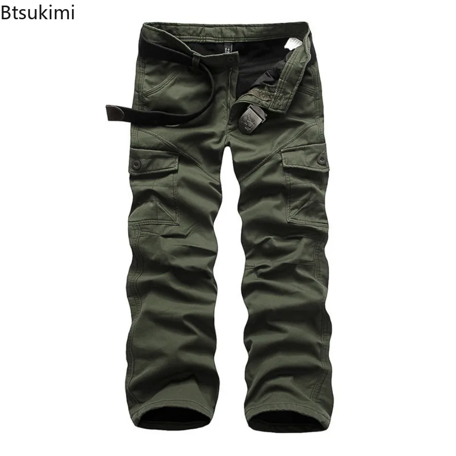 Men's Velvet Thickened Camouflage Cargo Pants Fashion Multi Pockets Tactical Combat Trousers Loose Outdoor Casual Pants for Male