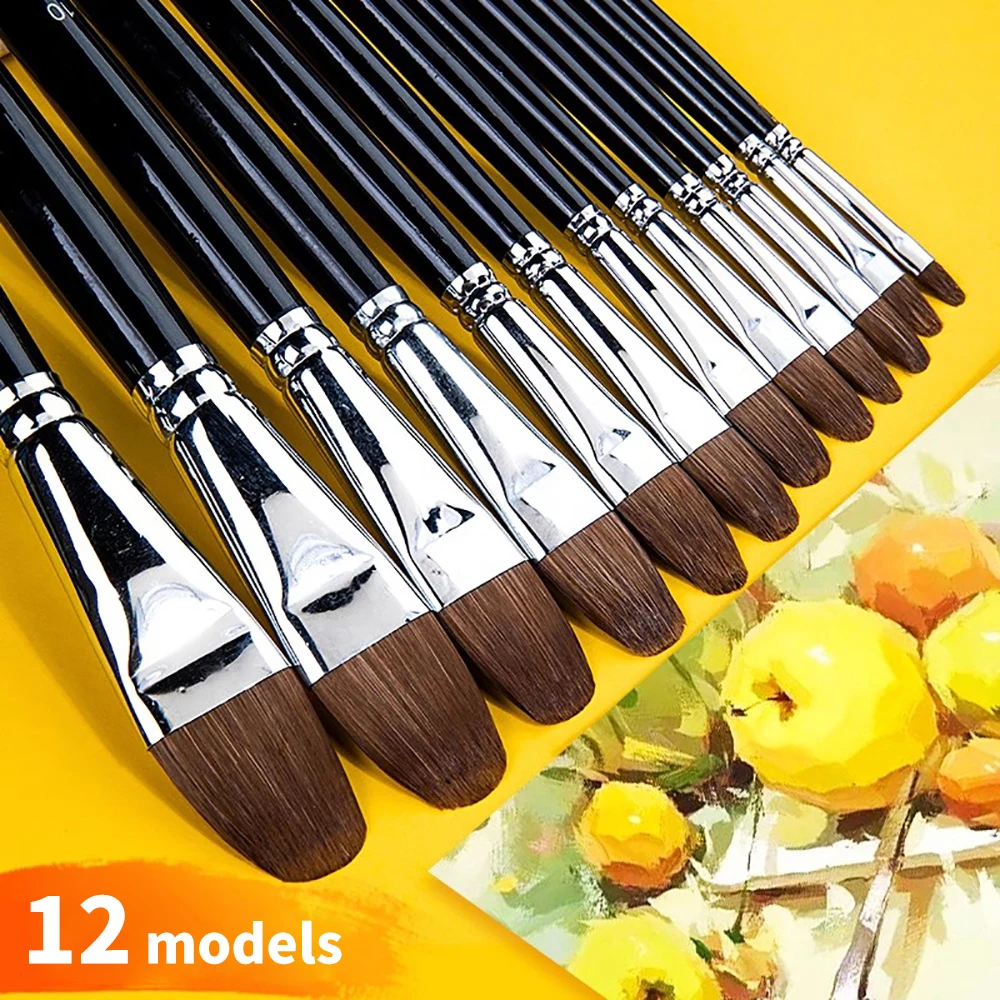 

6/12Pcs Weasel Hair Wooden Handle Watercolor Paint Brush Pen Set Learning DIY Oil Acrylic Painting Art Paint Brushes Supplies