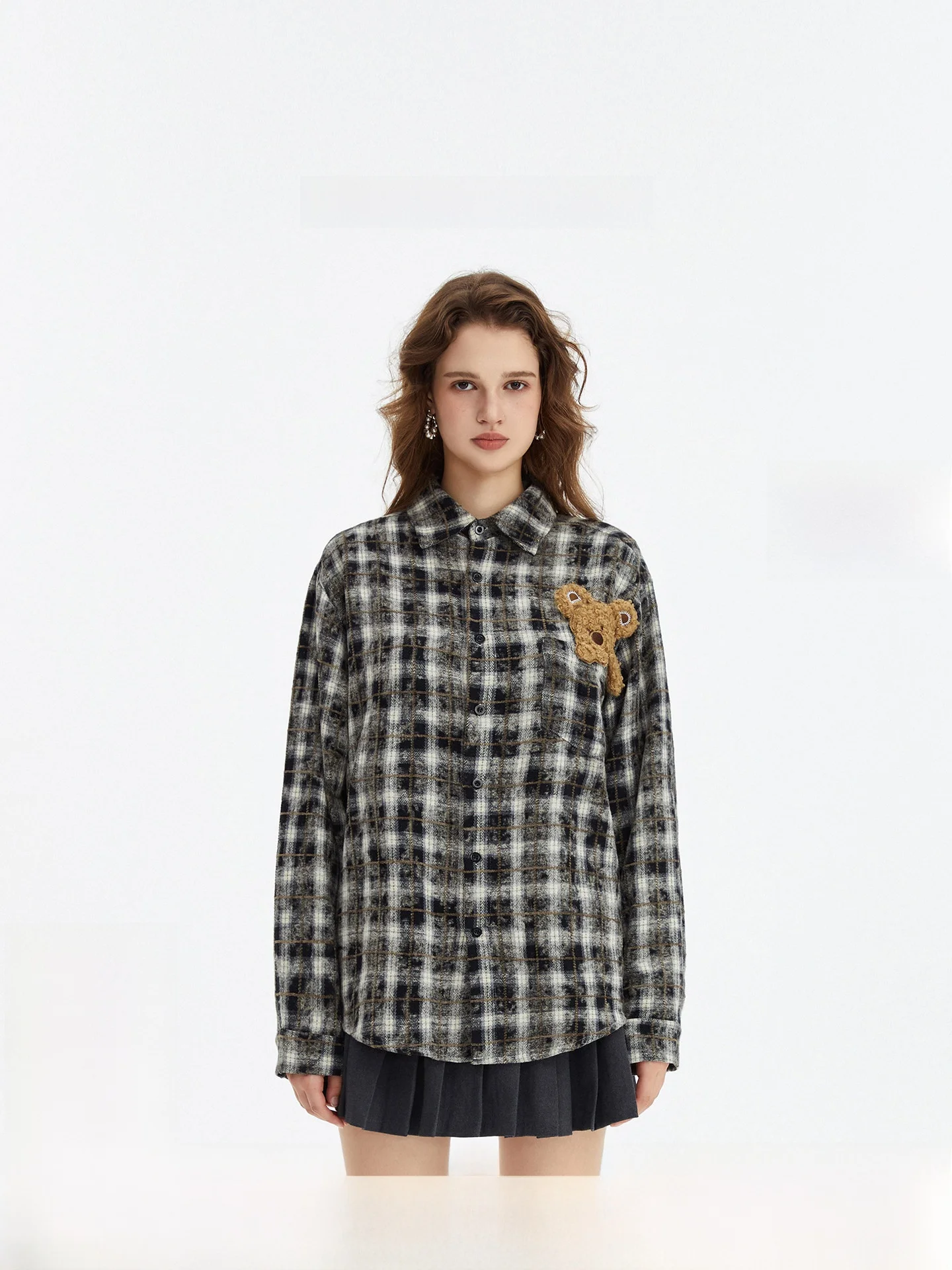 

Noisy Teddy Classic Vintage Plaid Long Sve Loose Casual irt for Men And Women Spring 2026 Cotton Polyester Blend