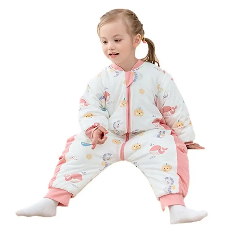 

Sleep Sack Sleeping Sack Winter Warm Pajamas Unisex Sleep Sack With Two-Way Zipper Cotton Snowsuits For Winter Autumn Kids