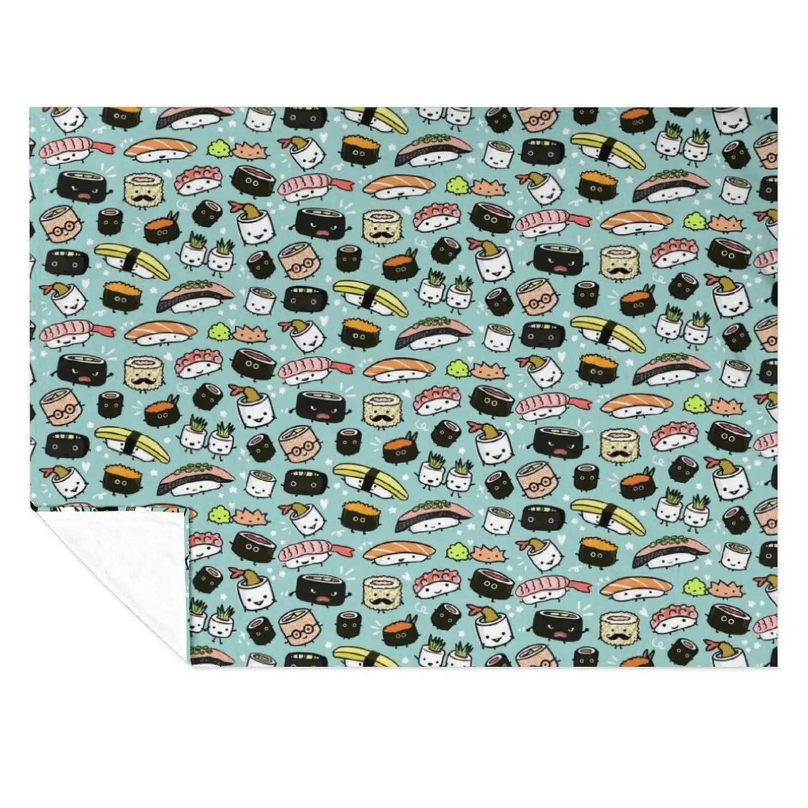 

Cute Sushi Pattern | Kawaii Sushi Characters Throw Blanket bed plaid warm winter For Sofa Thin Stuffeds Blankets
