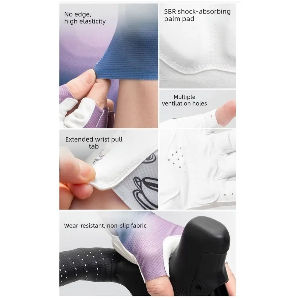

Gel Padded Women Bicycle Gloves Breathable Shock-absorbing Half Finger Cycling Gloves Wear-resistant Non-slip