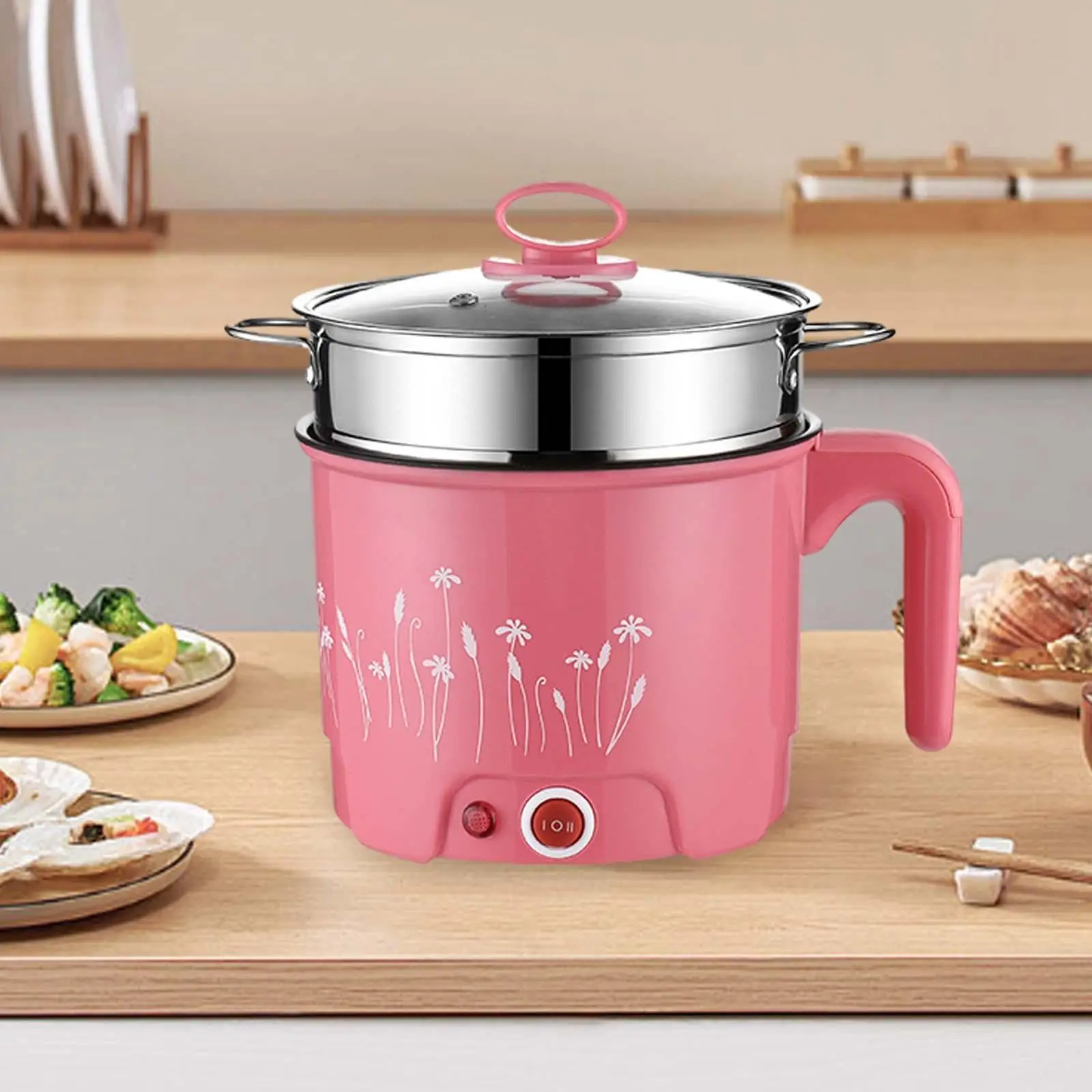 Electric Pots Household Portable Multipurpose Mini Ramen Cooker Noodles Cooker Mini Pot for Shabu Shabu Dumpling Fry Ramen Eggs