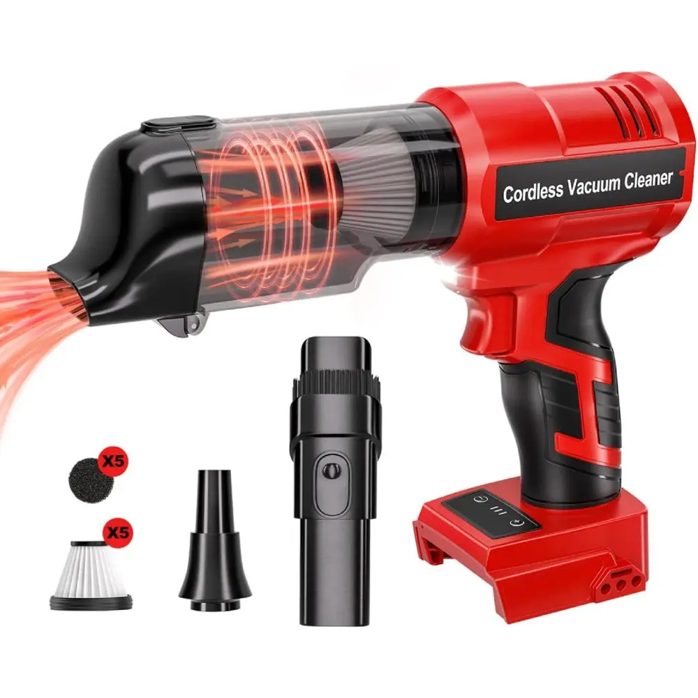 

Беспроводной ручной пылесос для аккумулятора 18В: 3-скоростные режимы, портативный пылесос с мощностью всасывания 20 кПа (105AW) для автомобиля, домашних животных и т.д.