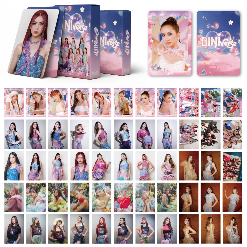 KPOP Bini Bini Photocards Cartão Postal, Álbum encaixotado Lomo Cards, Gwen Maloi, Mikha Sheena, Selfie Laser Postal, Fãs Coleção, 50,55 pcs por conjunto