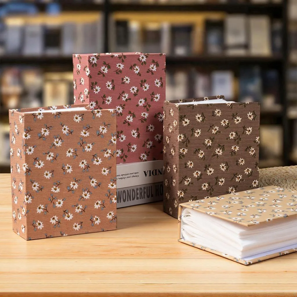 Fine Print Pattern Cloth Art Cover Photo Album Can Hold 100 6 inch Photos Holiday General Gift Family Memory Storage