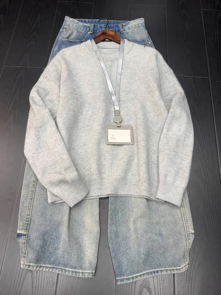 

Men's Thiened Fce Lined Knitted round Ne Sweater Casual Loose Fit Comfortable Sle Base Layer irt Winter ential