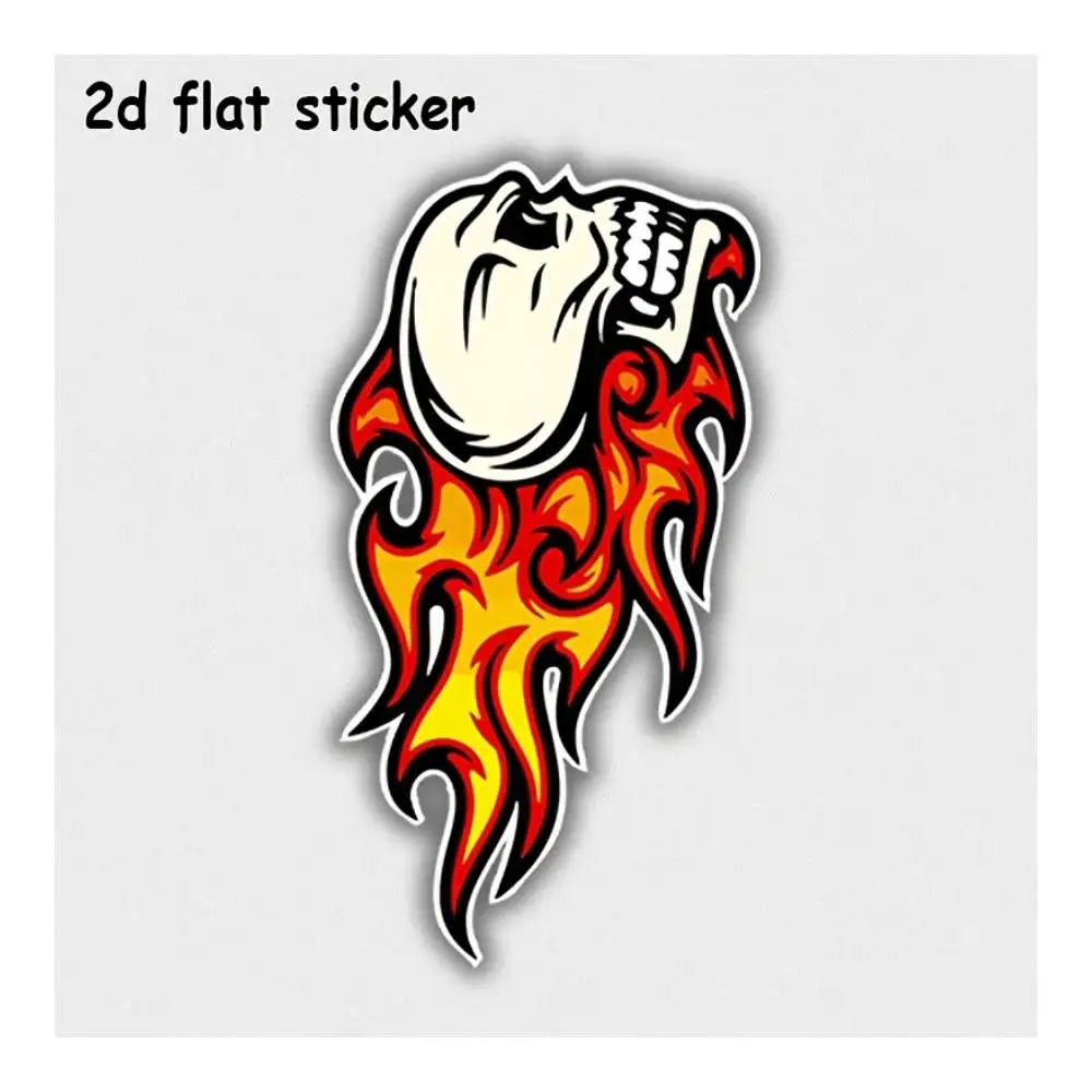 Flaming Skull Emblem Vinyl Sticker Durable Adhesive Decal For Car Laptop Window Door Fridge Water Bottle
