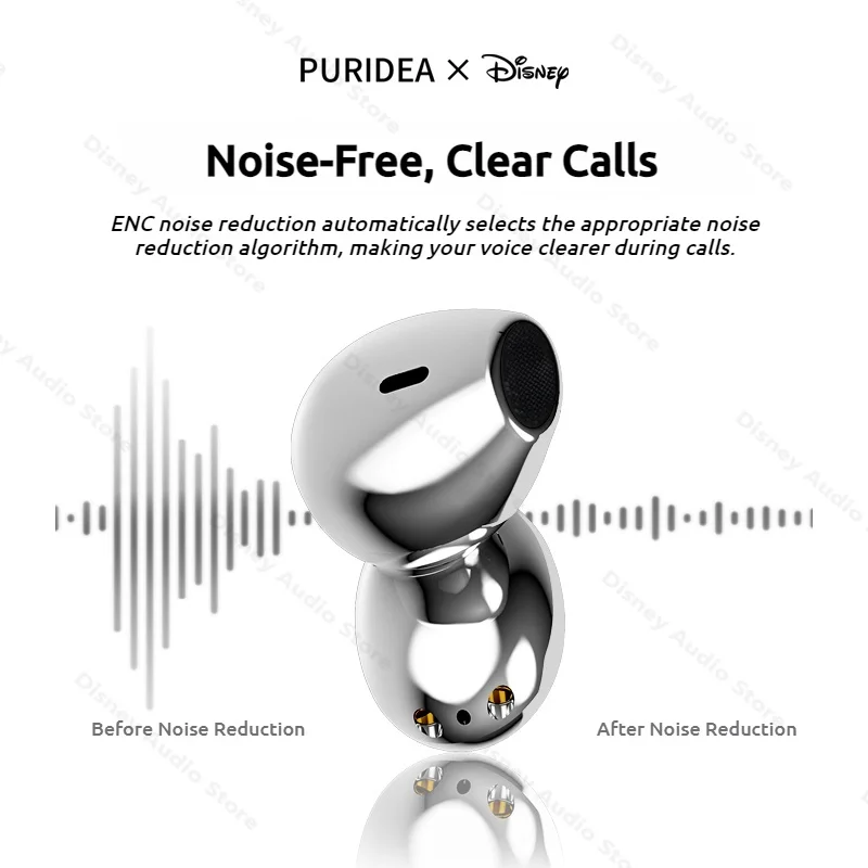 Disney-Écouteurs sans fil Bluetooth 5.4 avec suppression du bruit, 100e anniversaire, collier TWS, écouteurs stéréo HIFI, casque ENC