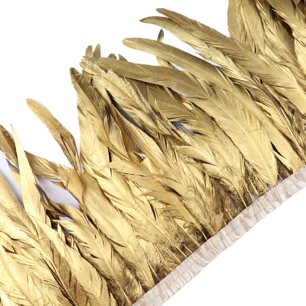 1 Meter Rooster Chicken Feather Tail Trims Fringe Gold Silver Pheasant feathers for Costume Party Clothing Sewing Decor Plume