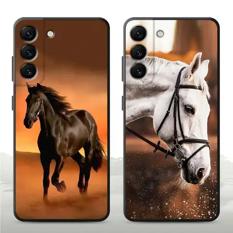 Horse Animal Case for Samsung Galaxy A32 A41 A22 A52 A23 A53 A24 A55 A25 A71 A35 A26 A72 A36 A51 A73 Black Soft Phone Cover