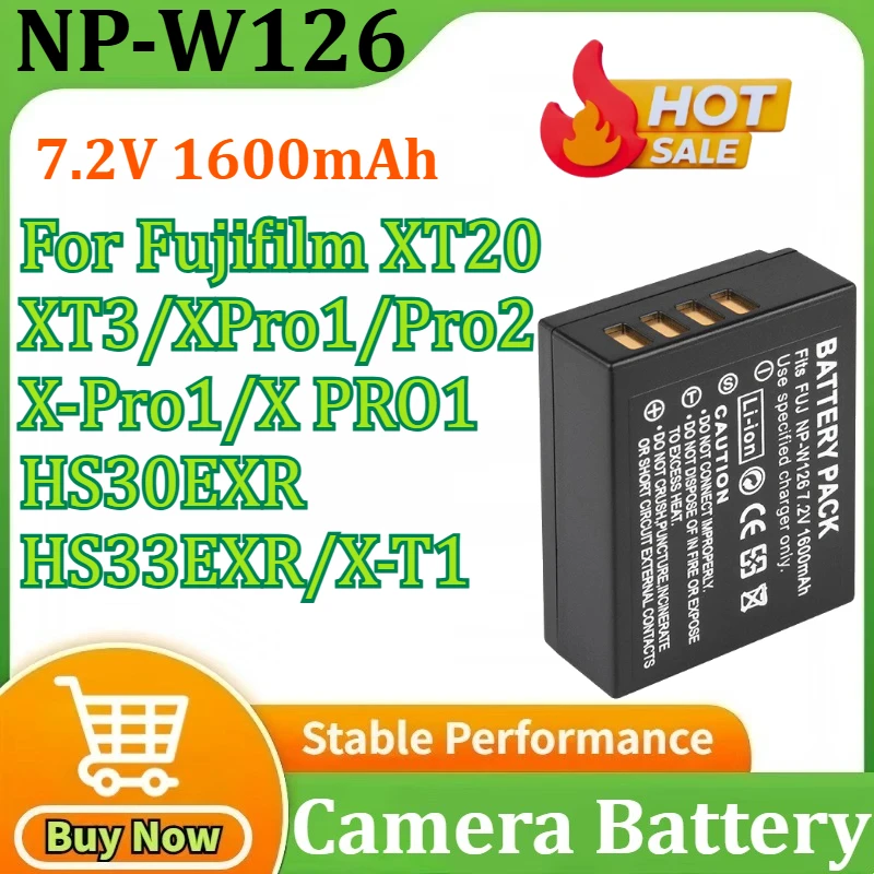 

NP-W126 Battery 7.2V 1600mAh Batteries for Fujifilm XT20 XT3 XPro1 Pro2 X-Pro1 X-T1 XT1 HS30EXR HS33EXR X PRO1 Camera