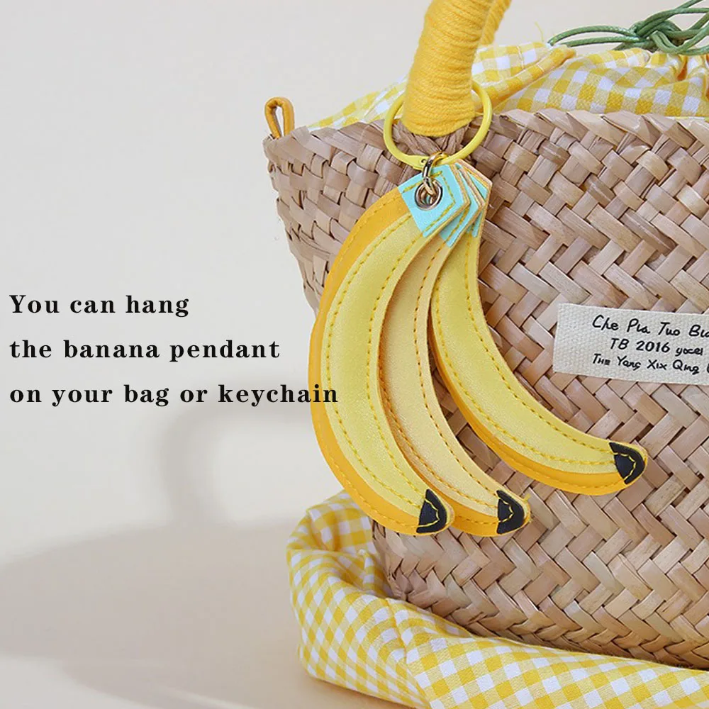 

Cute Banana Pendants Suitable for Bags Backpack,PU Leather Keychain Pendant Bag Accessories
