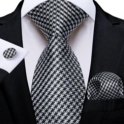 2023 New Plaid Men Tie Set Pocket Square Cufflinks Wedding Party Groom Accessories Gift 8cm Wholesale Necktie