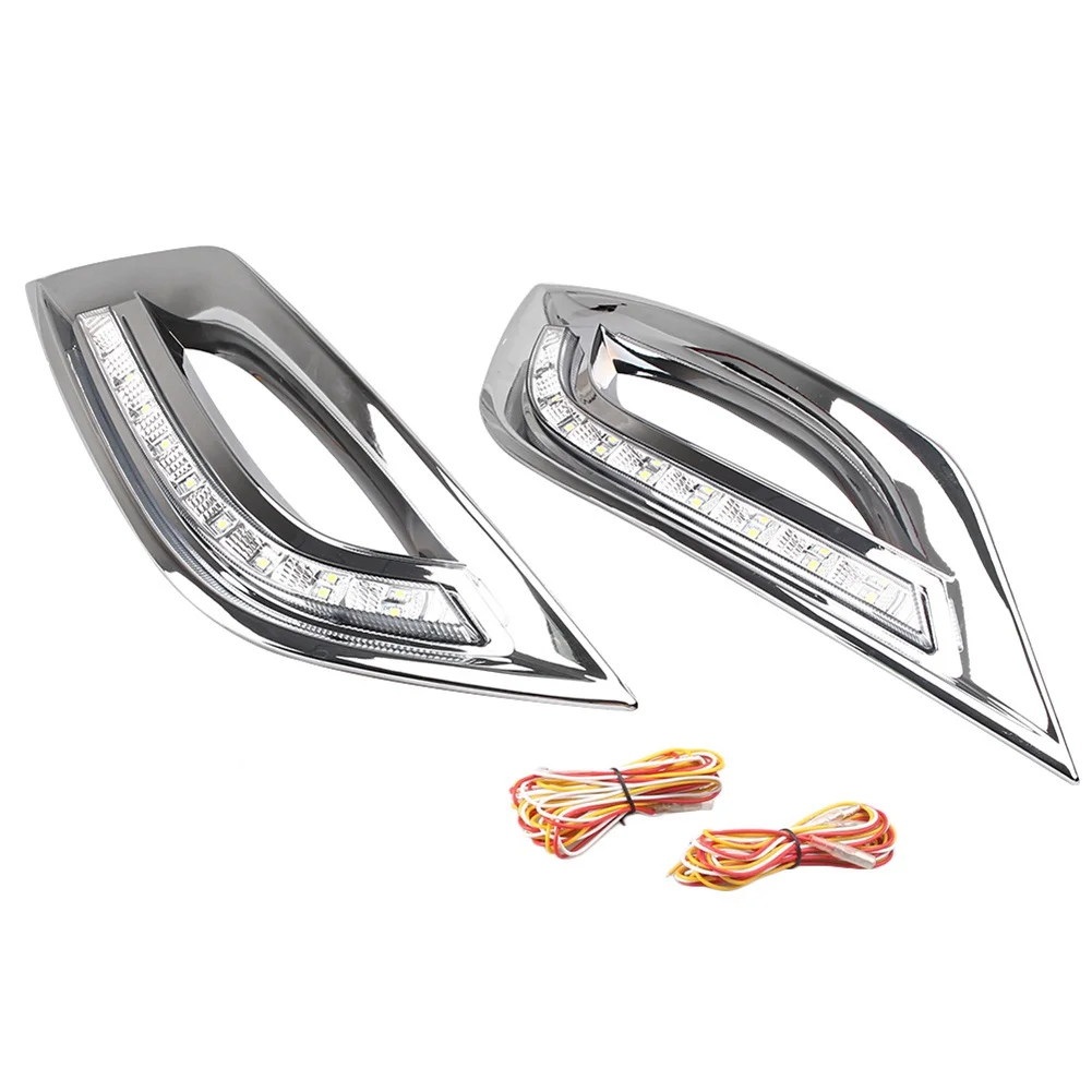 2Pcs Car Front Bumper Fog Lamp Turn Signal Light For Hyundai Sonata I45 2011 2012 2013 2014 LED Daytime Running Lamps