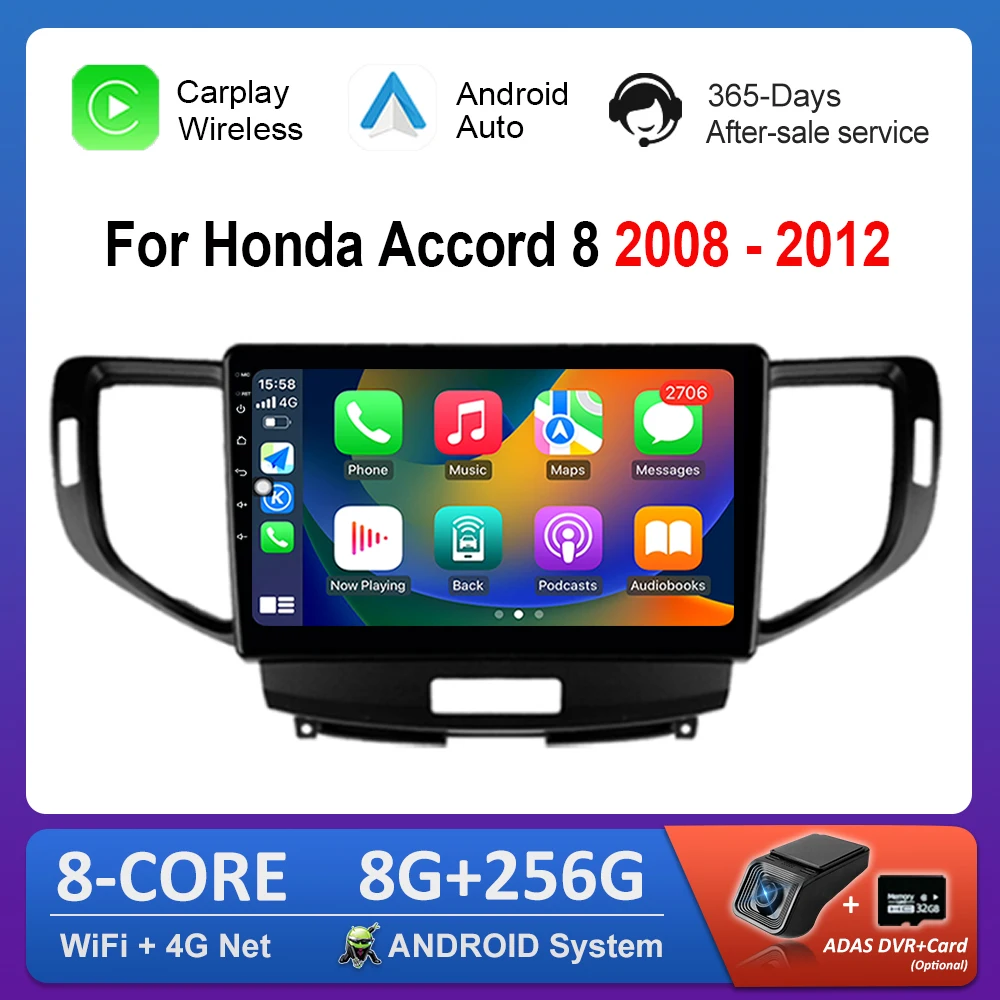 

Для Honda Accord 8 2008-2012 Android-система 9 дюймов Автомобильный радиоприемник Мультимедийный плеер WiFi DSP GPS Navi 4G WiFi HD Экран Автоинструменты