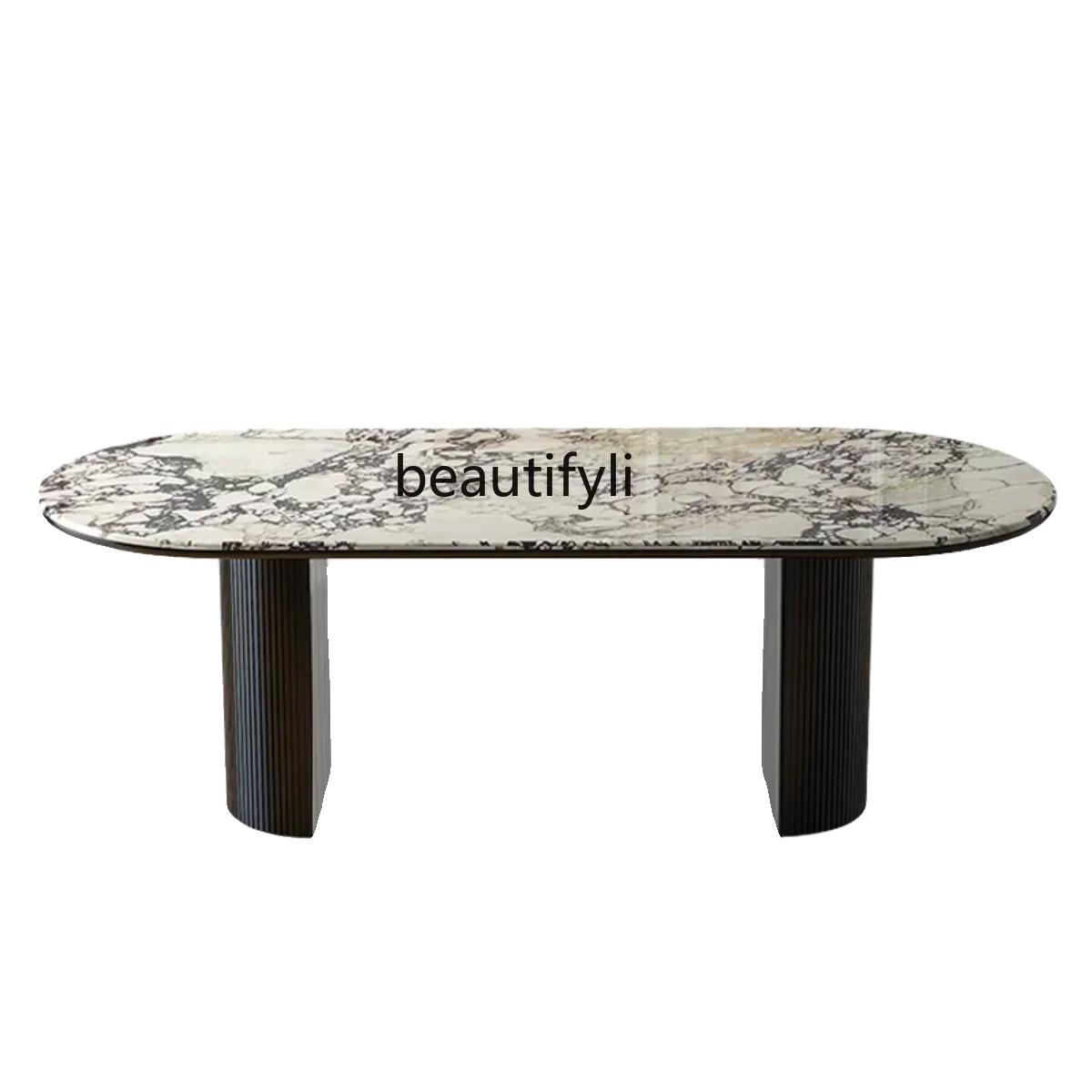 

FG28marble dining table luxury stone retro rock slab, household oval solid wood table