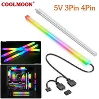 COOLMOON 30cm Aluminum alloy RGB PC Case LED Strip Magnetic Computer Light Bar 5V/3PIN Small 4Pin ARGB Motherboard Light-Strip