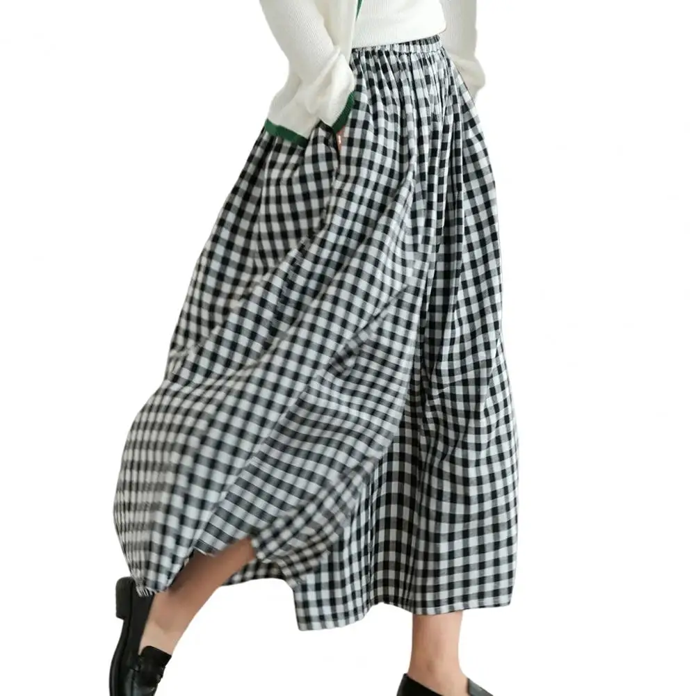 Women Reinforced Pocket Pants Flattering Leg Shape Women Trousers Plaid Print Wide Leg Sport Trousers with Reinforced for Women