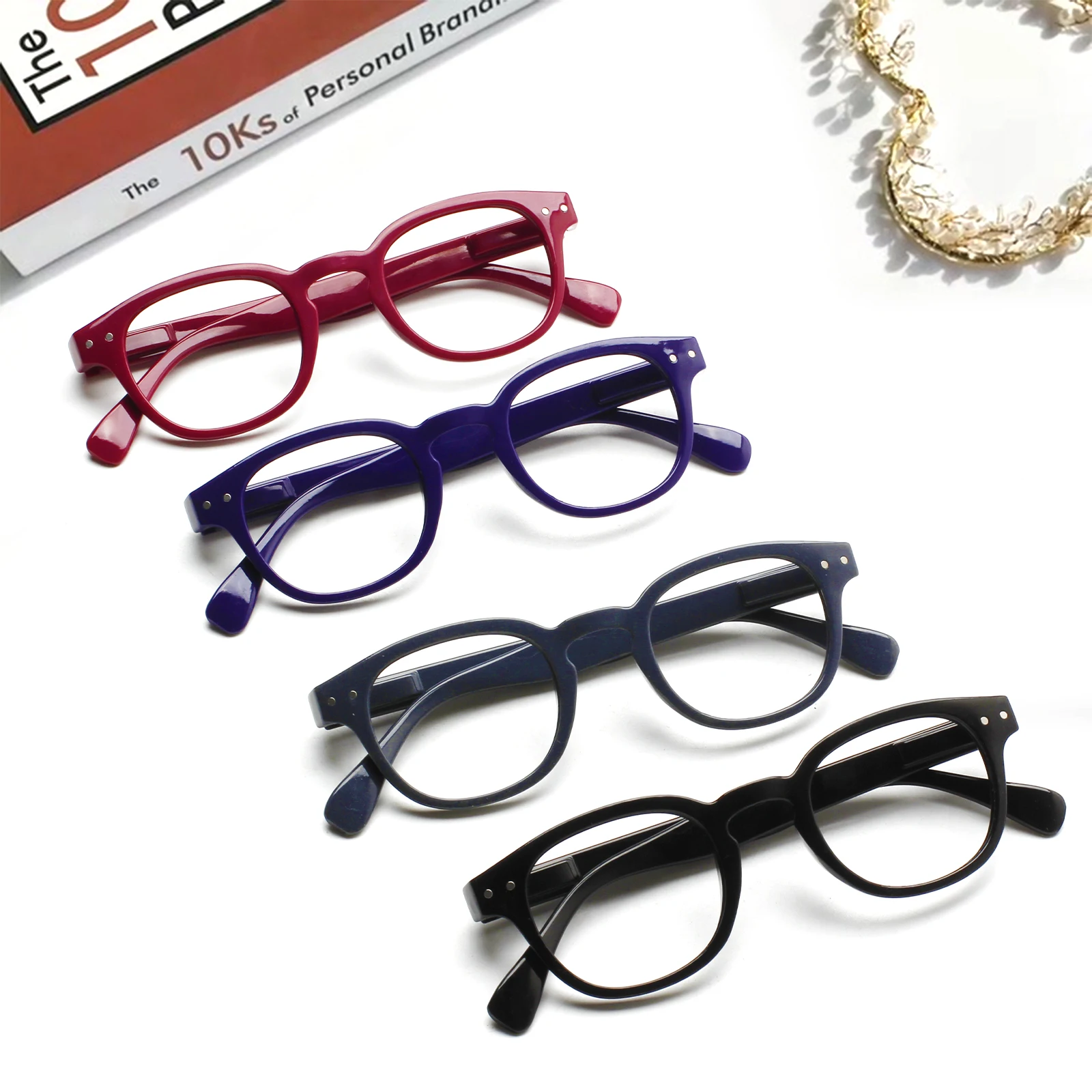 

TUREZING Women's Fashion Round Computer HD Decorative Reading Glasses Spring Hinges Men's Comfort Prescription Scale Eyewear