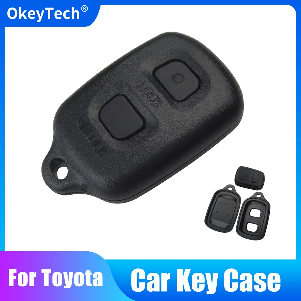 OkeyTech 2 Button For Toyota Remote Key Shell Cover Case Keyless Entry Car Key Fob Replacement For Toyota RAV4 Corolla 1998-1999