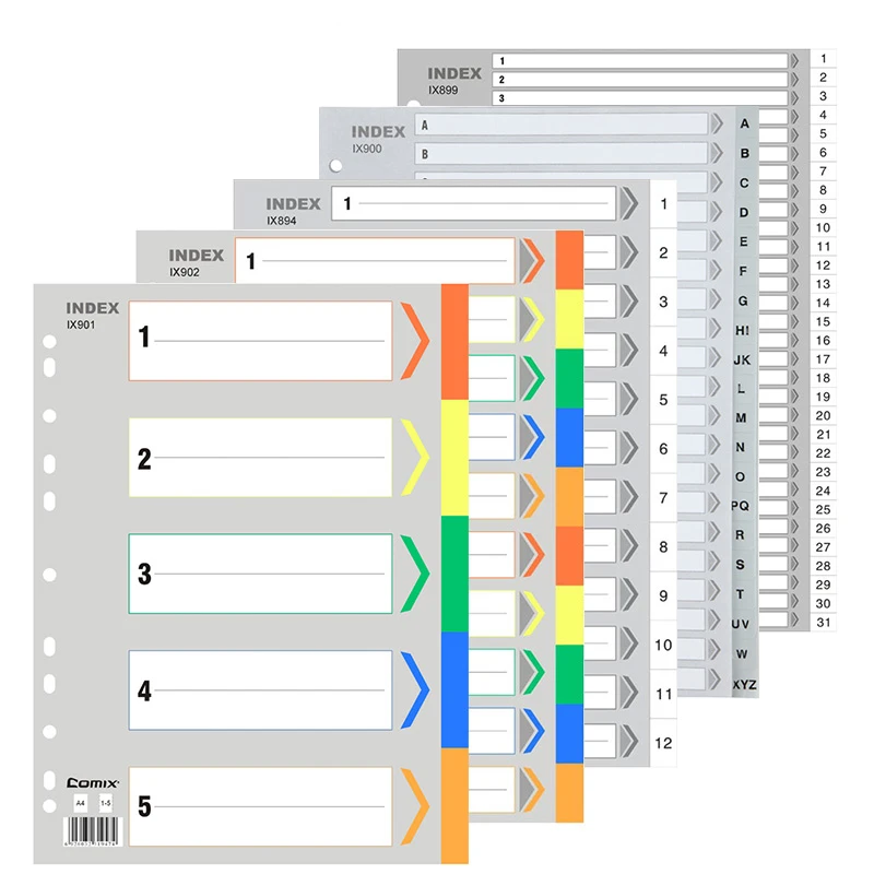 

2/5 Packs 5/ 10/12/31 Sheets A-Z Letter Dividers, A4 11 Rings Monthly Daily Notebook Index