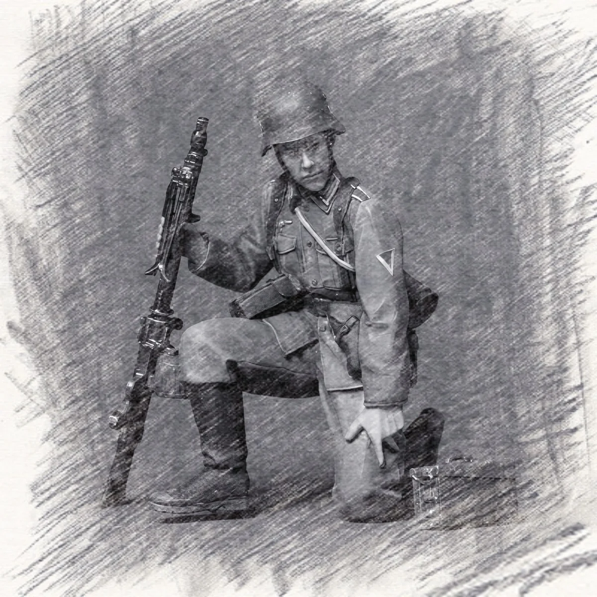 

1/35 resin unpainted model kit,, WWII German machine gunners (2 people) Unassembled and unpainted GK model kit