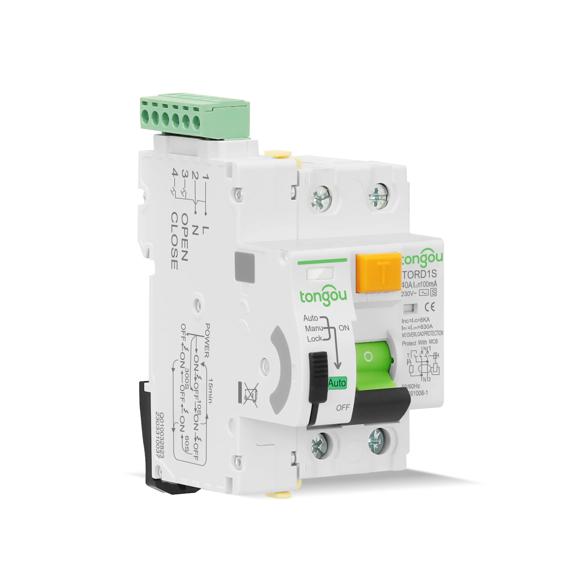 AC-S Type Time Delayed 10s-40s RCD RCCB ELCB Smart Automatic Self-Reclosing Delay Type Electromagnetic Circuit Breaker TONGOU