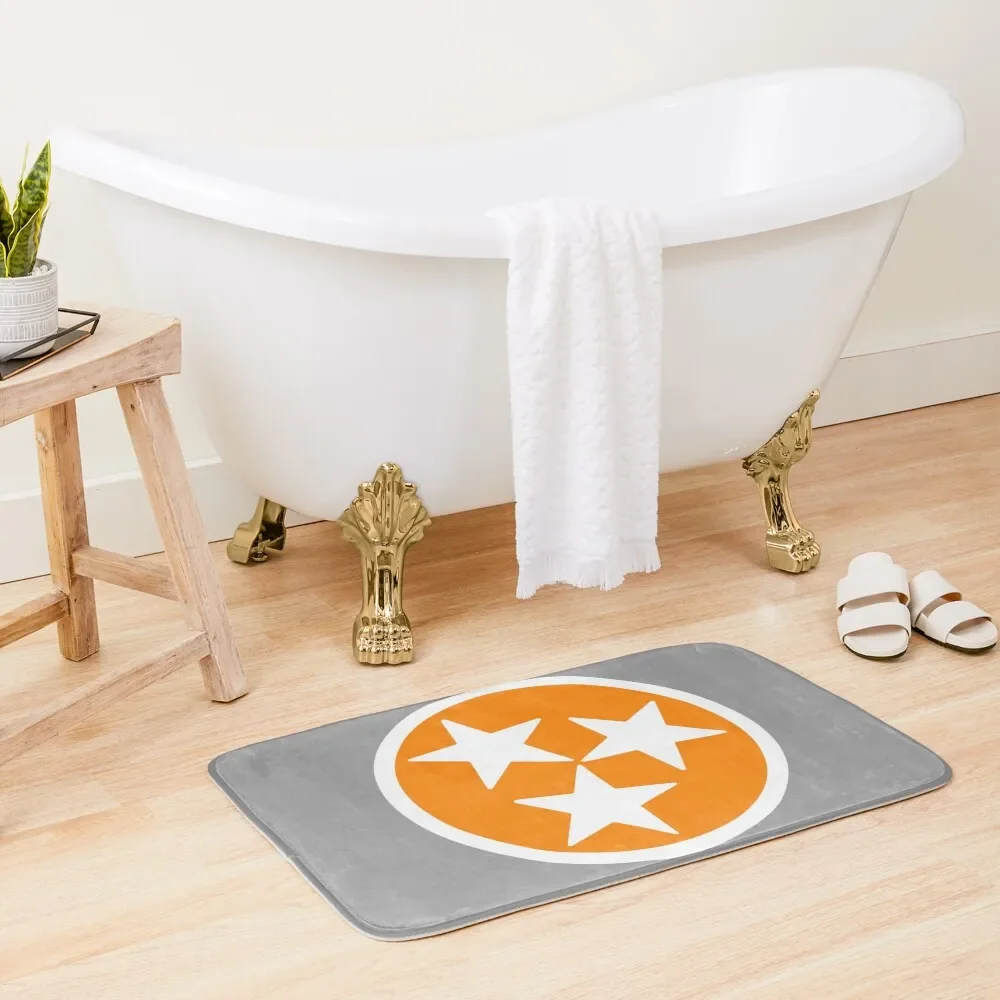 

Orange & White Tri-Star Bath Mat Non Slip Carpet Household Items Bathroom Rug Toilet Floor Mat