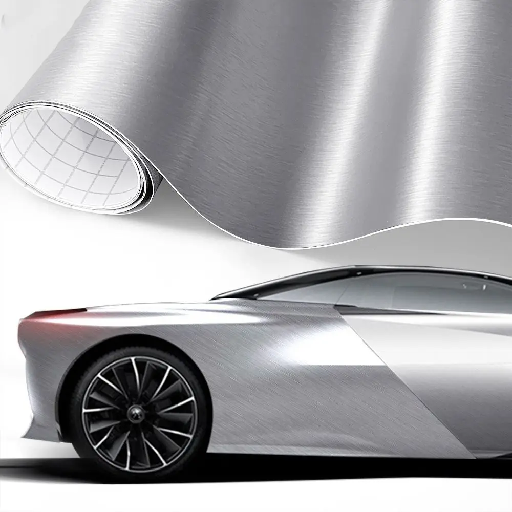

PVC Car Stickers Matt Brushed Aluminum Waterproof Metallic Color Premium Car Styling Silver Stickers Self Adhesive Black Gray