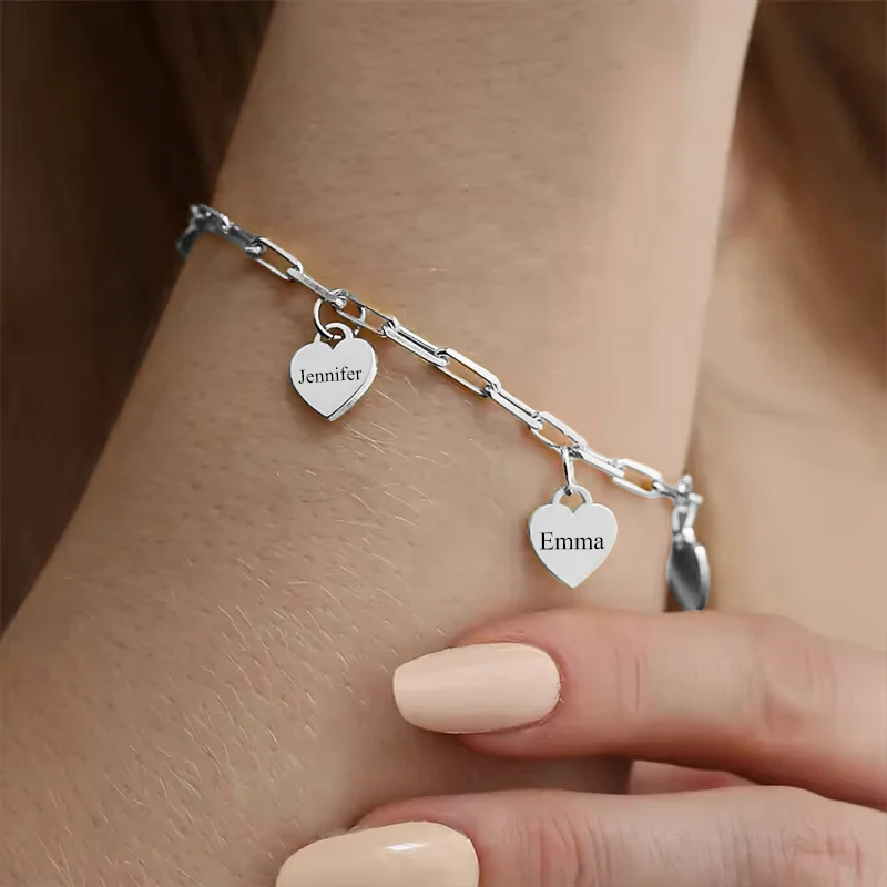Customized Stainless Steel Heart-Shaped Pendant Bracelets/Girls Birthday/Anniversary/Valentines Day Gifts/Fashionable Items