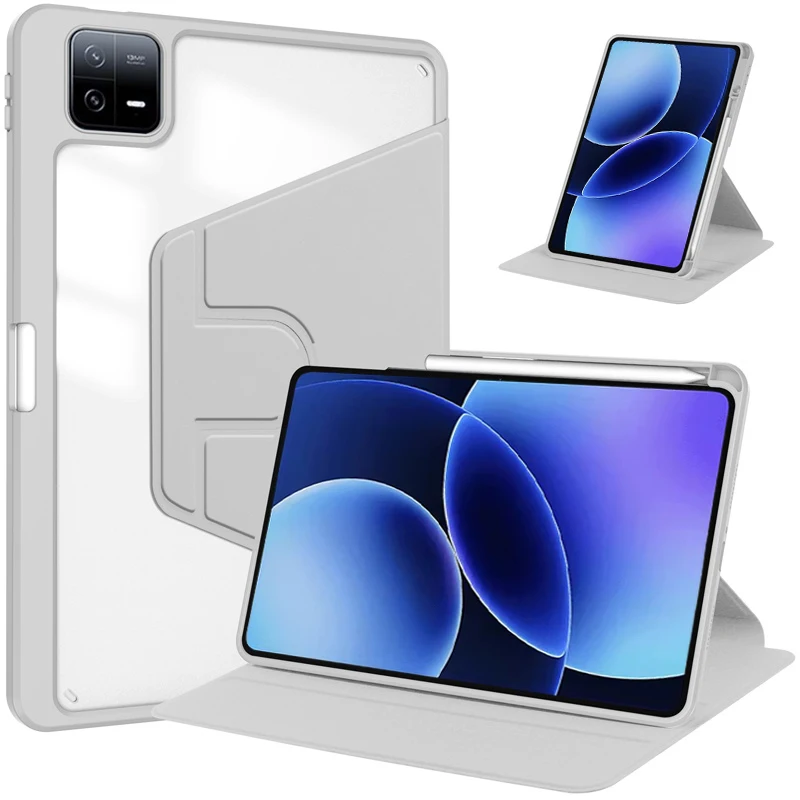Hülle für Xiaomi Pad 8 Case 11,2 Zoll, 360° drehbarer Acryl-Ständer, Schutzhülle für Xiaomi Pad 8 Case mit Stifthalter