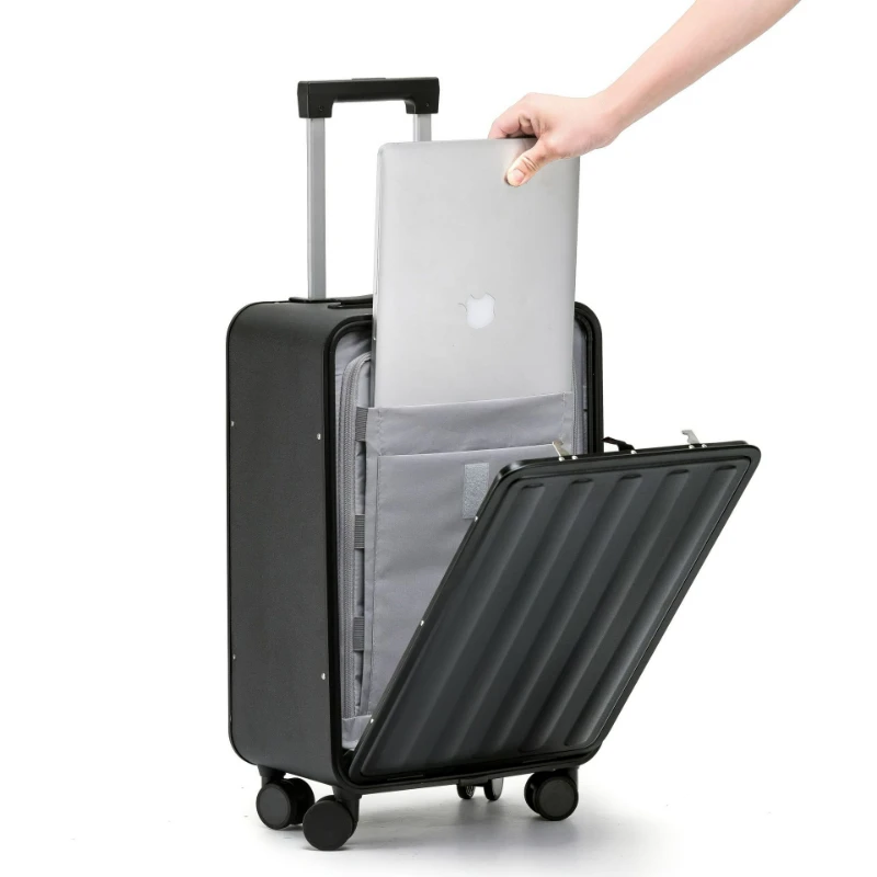 17/20/24 Inch Reizen Koffer Op Wielen Carry Ons Trolley Bagage Tas Voorste Opening Trolley Aluminium Frame Bagage Wachtwoord doos