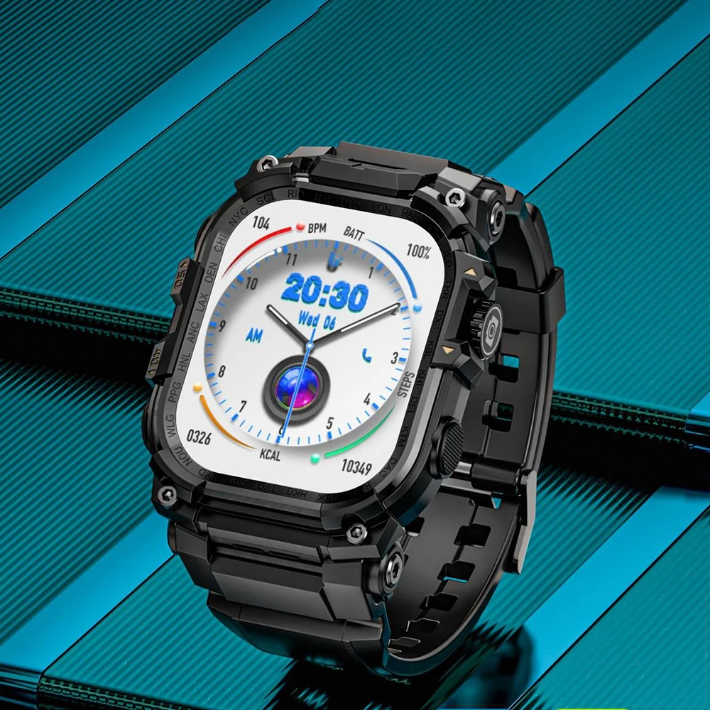 LOKMAT 4G بطاقة SIM ساعة أندرويد الهاتف تلسكوبي كاميرا دوارة مربعة شاشة كبيرة واي فاي مصباح يدوي جهاز تعقب للياقة البدنية Smartwatch