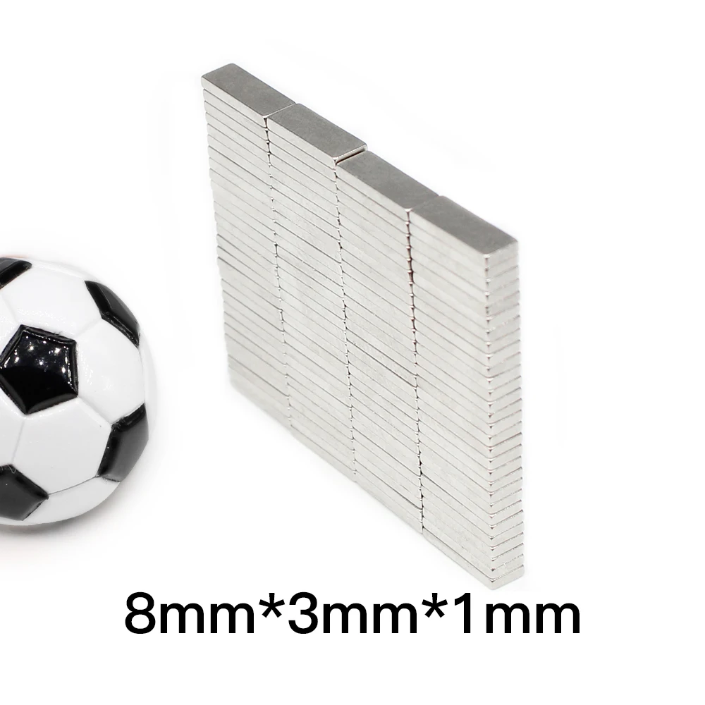 8x3x1 مللي متر رقيقة صغيرة رباعية مغناطيس 8x3x1 مللي متر مغناطيس قوي قوي للمنزل الثلاجة ، مكتب ، DIY بها بنفسك 8*3*1