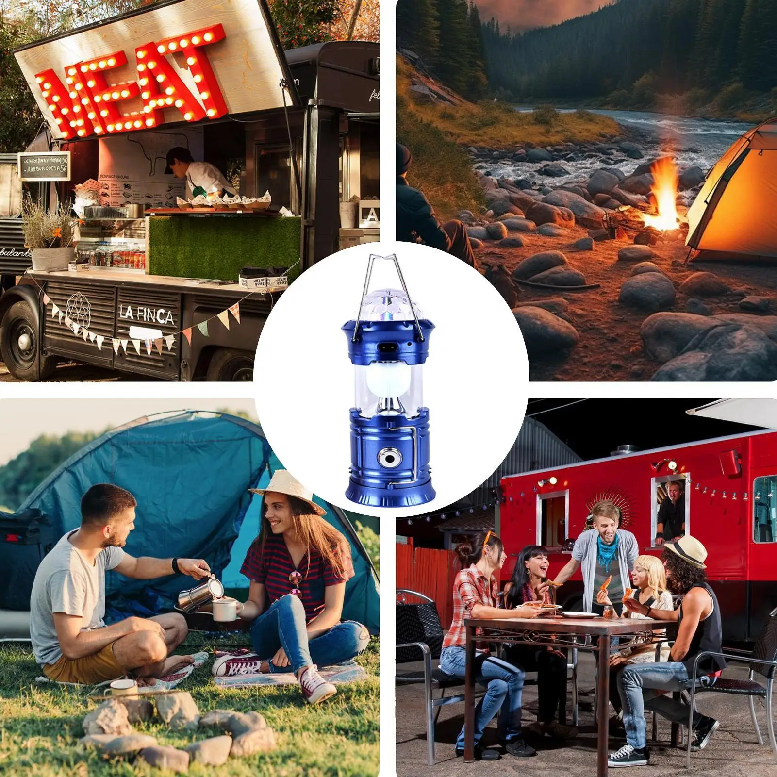 فانوس التخييم القابل لإعادة الشحن المحمولة الملونة LED فانوس مصباح خارجي قابل لإعادة الشحن للمشي تسلق الصيد نزهة الفناء