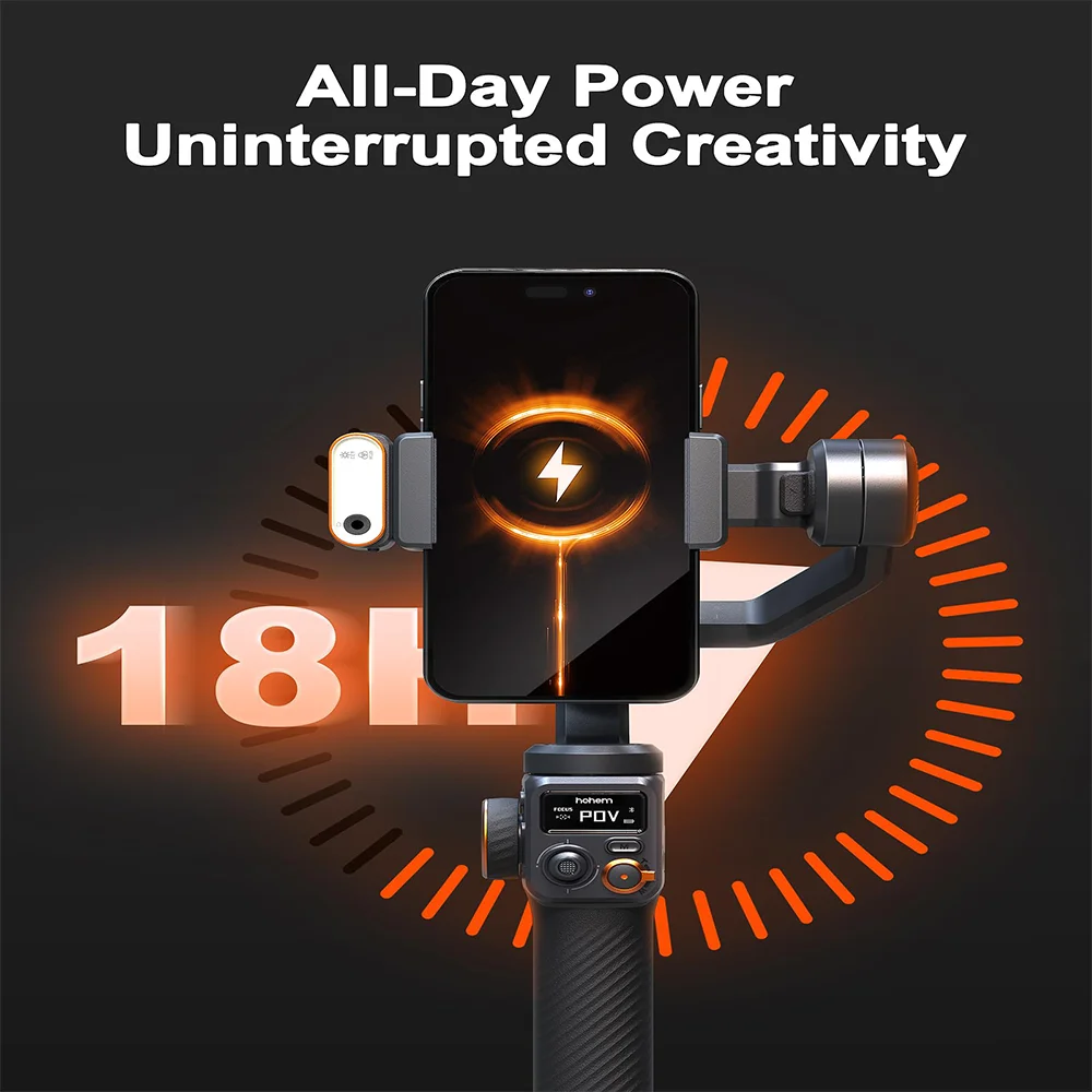 Hohem Official-website iSteady M6 3-Axis Gimbal Cell phone stabilizer with AI Magnetic Fill Light Full Color Video Record Vlogg