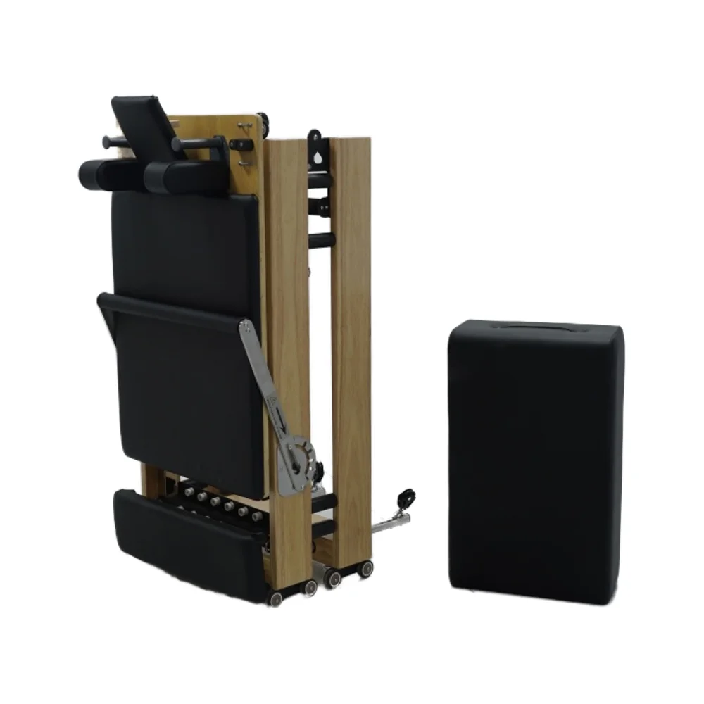 Adjustable Oak Wooden Folding Pilates Machine-Durable Home Gym Core Body Exercise Bed Portable Pilates Cadillac And Chair