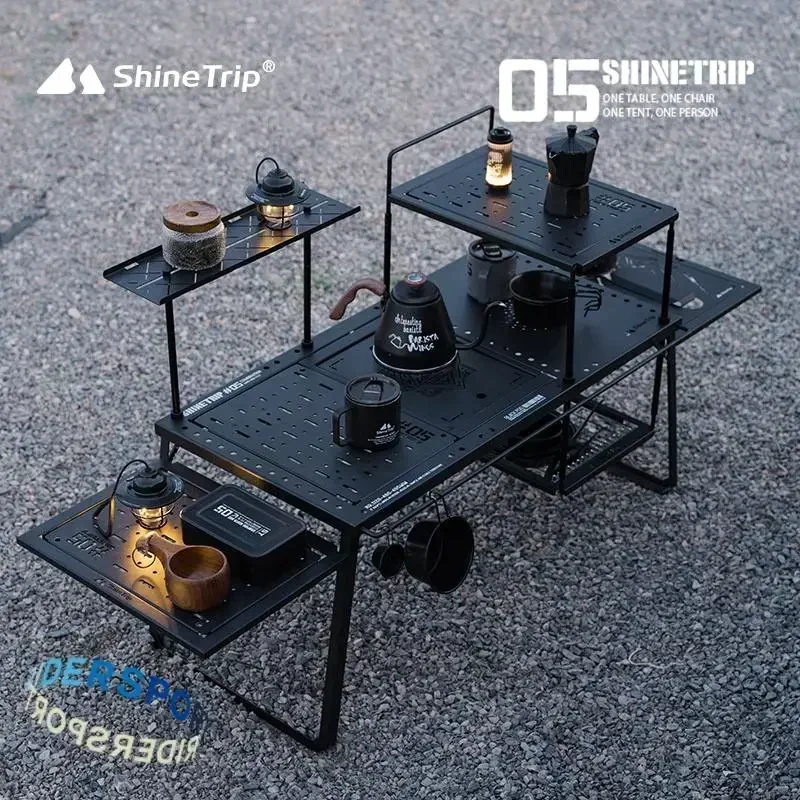 

ShineTrip Outdoor 05 Series Black Mist IGT Modular Free Standing Table Portable Table Folding Aluminium Camping Table Set