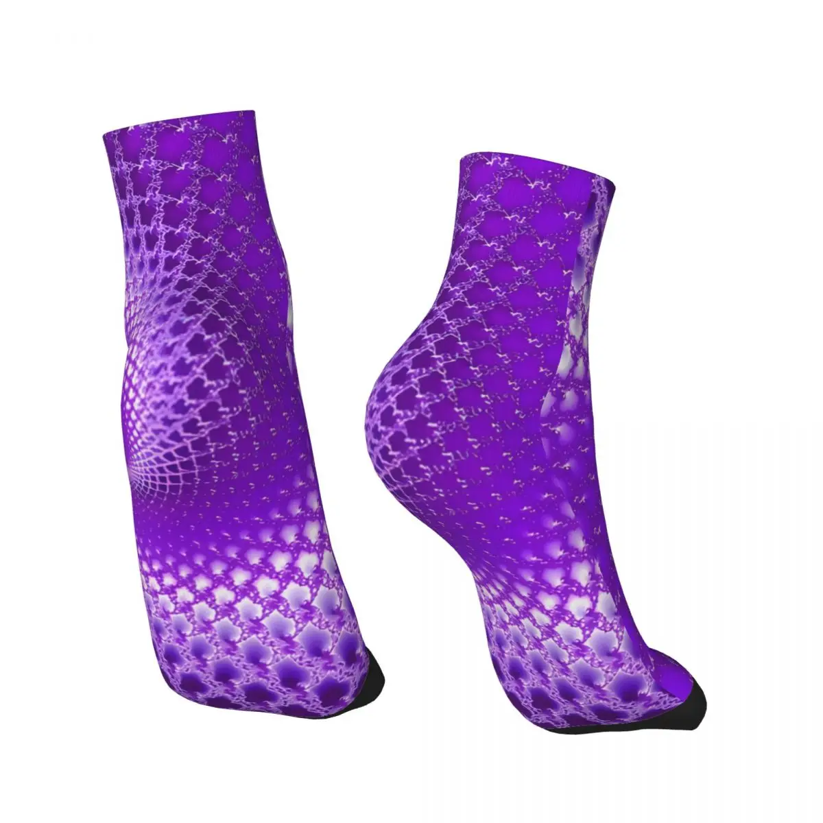 Funny Men's Ankle Socks Fractal Purple Spiral 3D Vortex Illusion Street Style Casual Crew Sock Gift Pattern Printed