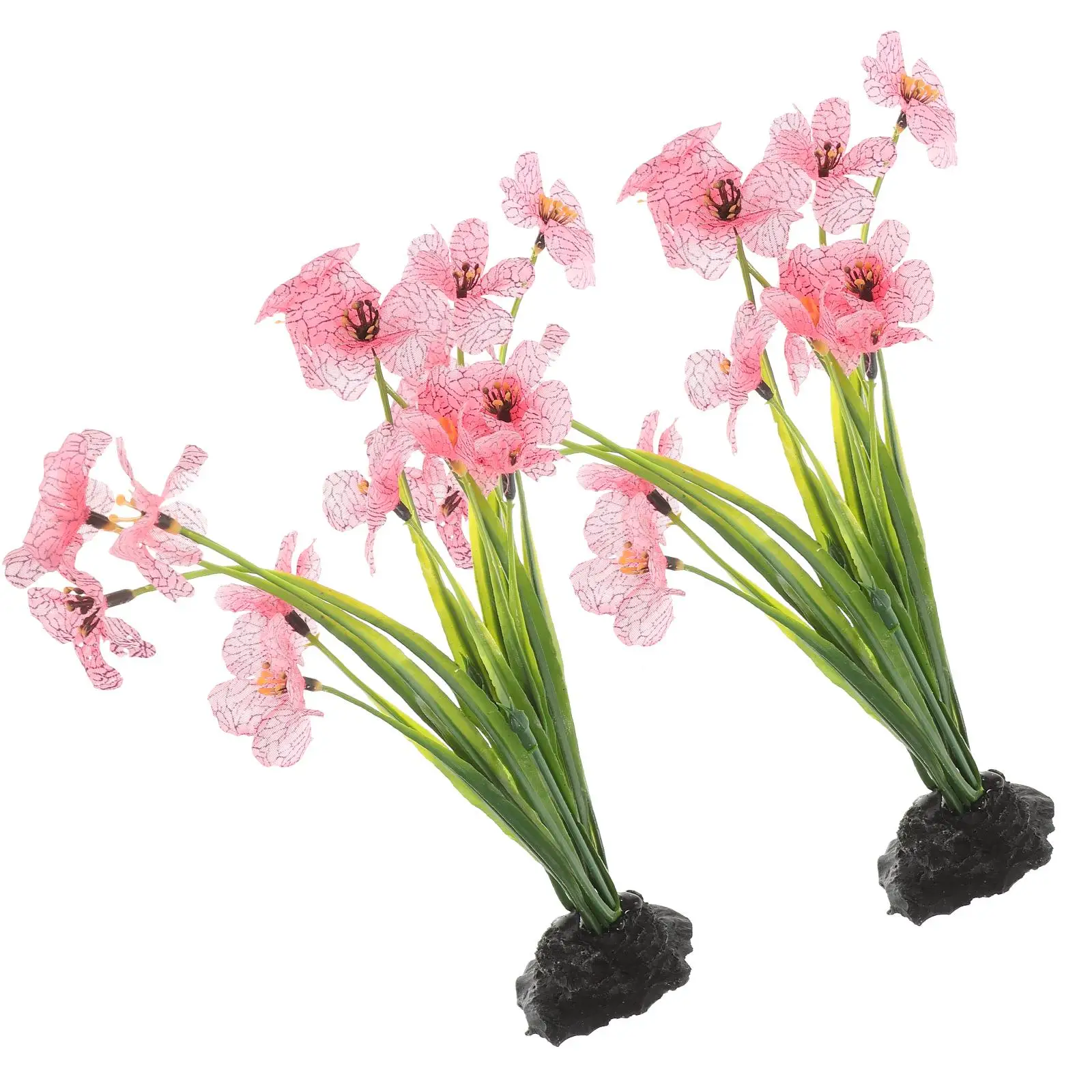 

2 Pcs Pink Purple Black Bottom Silk Plants Fish Tank Decoration Aquarium Plant Supplies Fake Plant Home Decor Pet Products