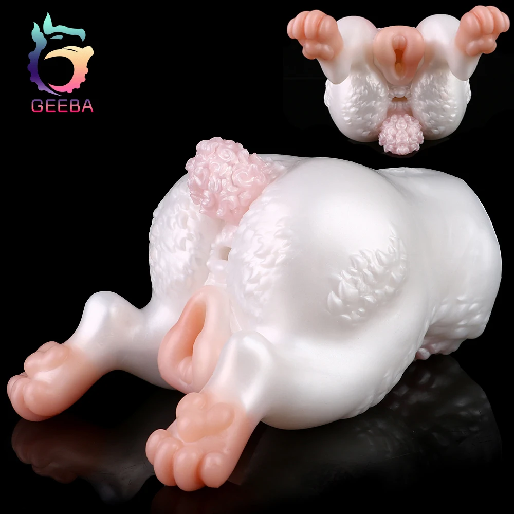 GEEBA Fantasy Pink Rabbit Pussy Мужской мастурбатор Силиконовая карманная киска Stroker для мужчин Двухканальный большой задница Onahole Секс-игрушки