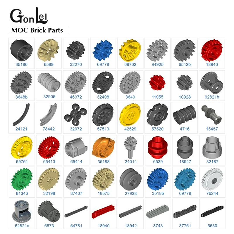 Techncial Gears Parts 65413 65414 69761 69762 42529 87407 94925 3647 10928 4019 4716 6573 fit MOC Building Blocks Car Bricks Toy