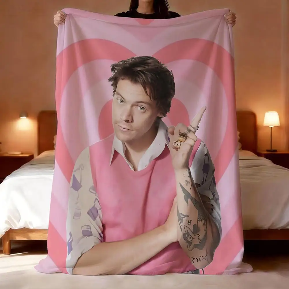 Singer Harry Styles Throw Short Plush Throw Blanket Soft Skin-Friendly Multi-Scene Home Office